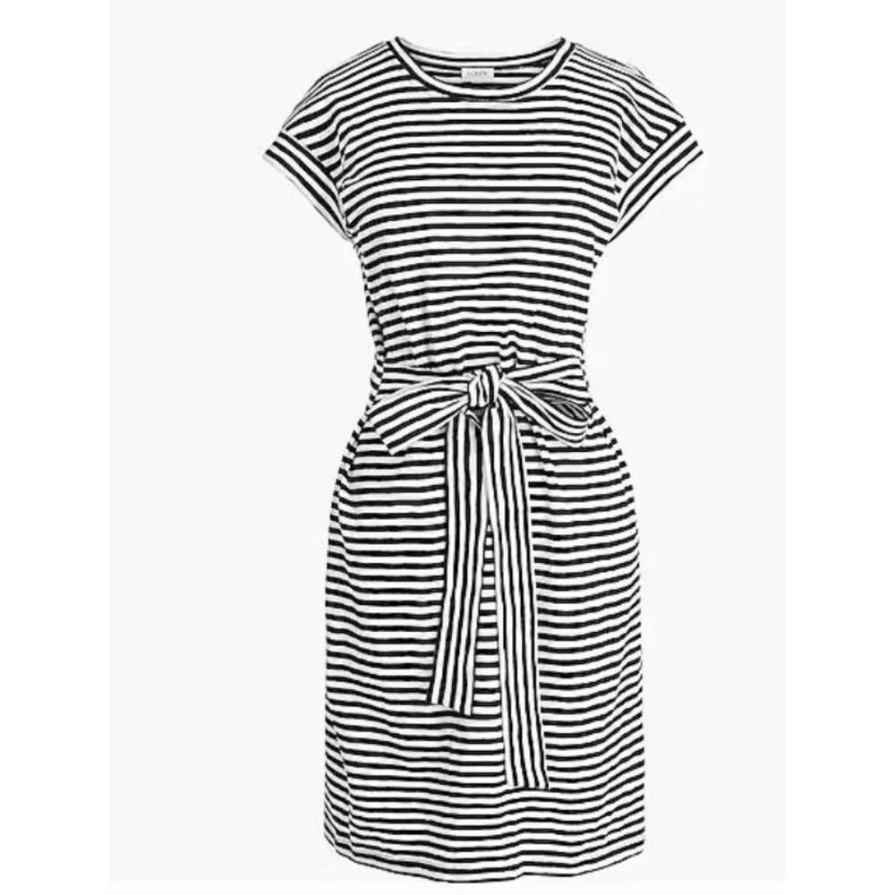 J. Crew Black and White Midi Dress Casual Short Sleeve